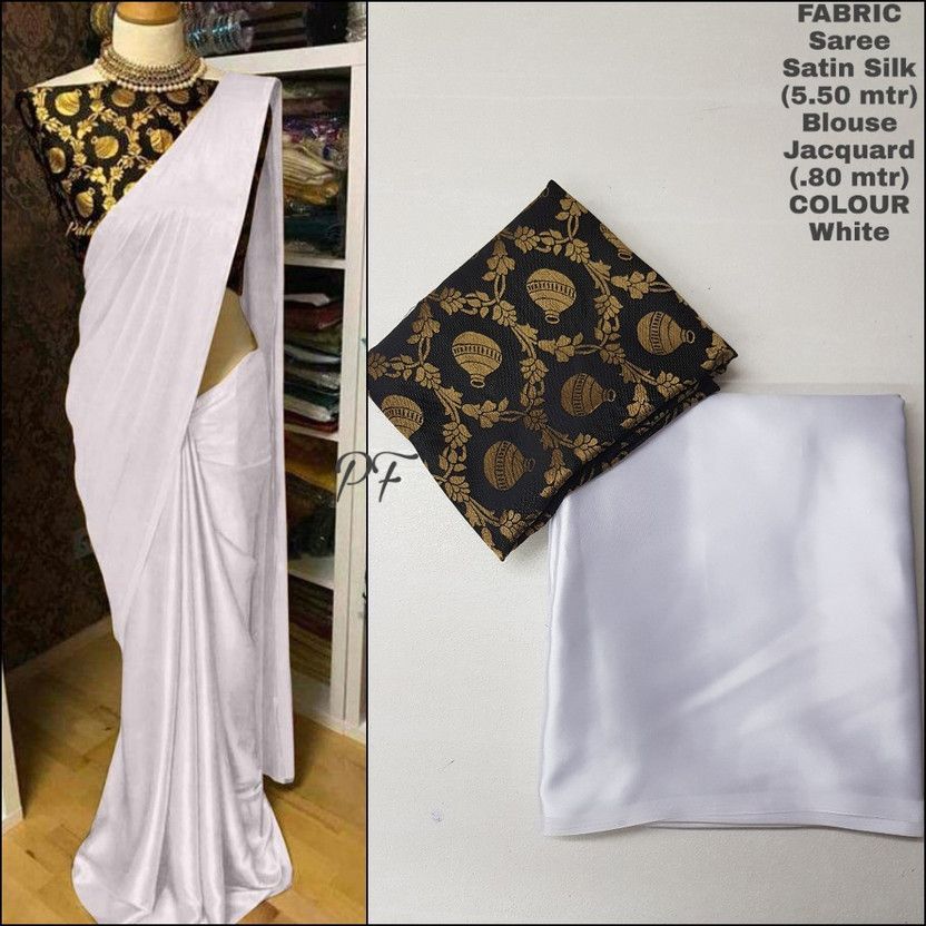 Solid/Plain Mysore Silk Blend Saree  (White)