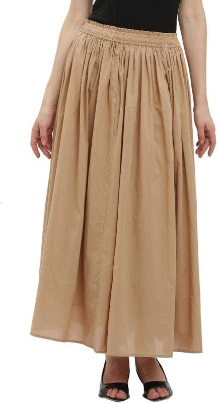 Women Solid Regular Beige Skirt