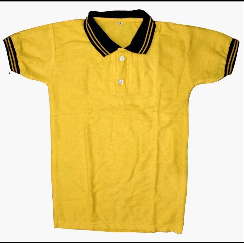 Boys & Girls Self Design Polycotton T Shirt  (Yellow, Pack of 2)