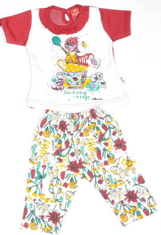 Girls Casual T-shirt Pant  (Maroon)