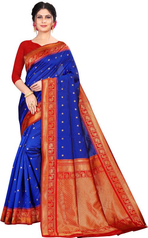 Printed Mysore Pure Silk Saree  (Blue)