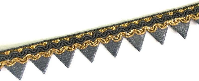 Dasync golden grey hanging laces and borders 9m length and 1.5cm width Cotton Blend Saree Falls  (Gold, Grey)