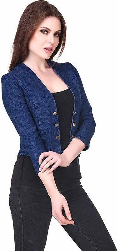 Women Denim Jacket Women Solid Denim Jacket