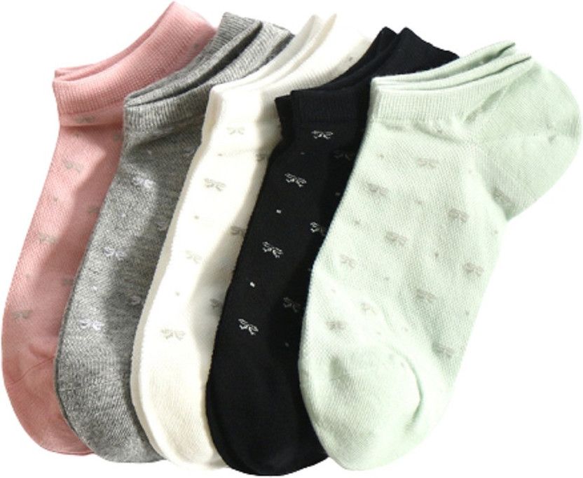 Girls Printed, Solid Ankle Length  (Pack of 5)