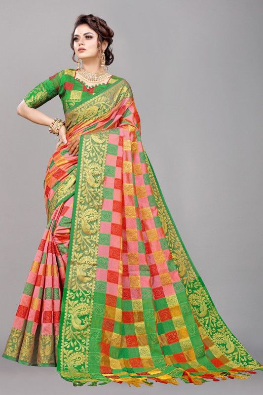 Patola Pure Cotton, Art Silk Saree  (Multicolor)