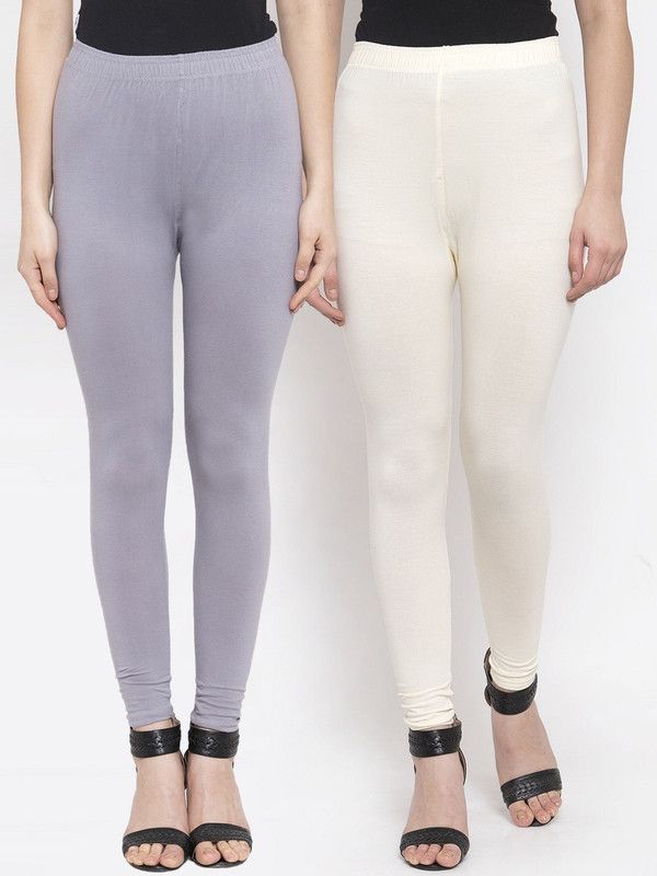 TAG-7 Ankle Length Ethnic Wear Legging  (White, Grey, Solid)