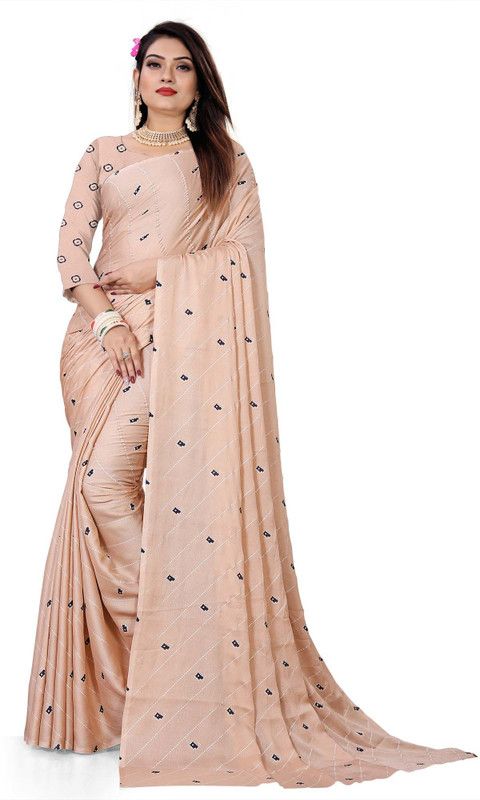 Striped, Graphic Print, Floral Print, Solid/Plain Bollywood Georgette Saree  (Cream)