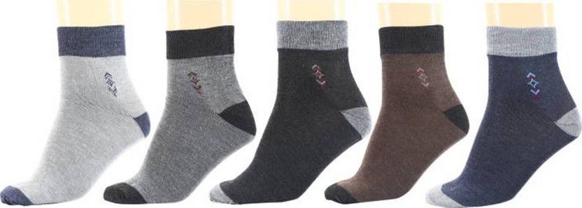 Men Color Block, Geometric Print Mid-Calf/Crew  (Pack of 5)