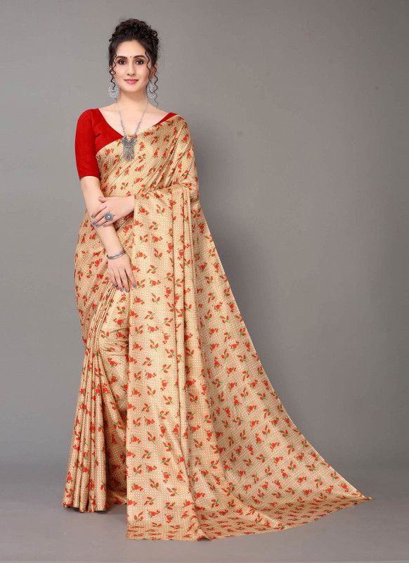 Floral Print Daily Wear Art Silk Saree  (Beige)