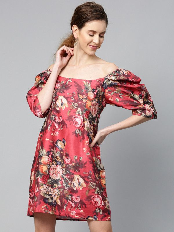 Women Shift Red, Green, Pink Dress