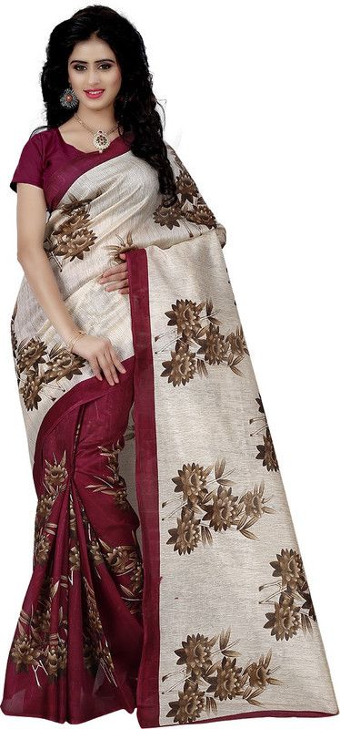 Floral Print Bollywood Cotton Blend, Cotton Linen Saree  (Multicolor, Pink)