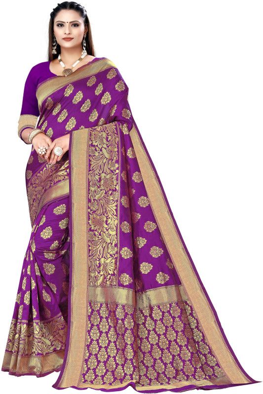 Kanjivaram Jacquard Saree  (Purple)