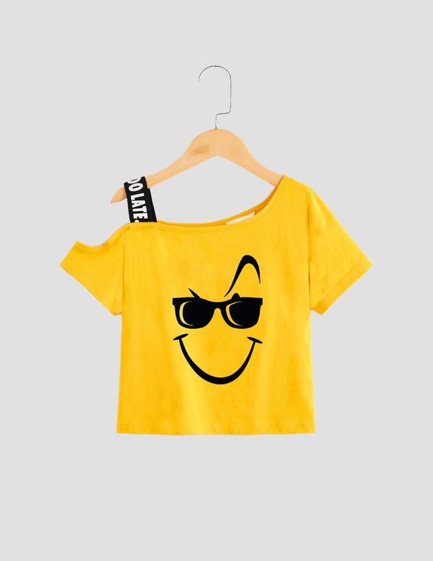 Girls Casual Pure Cotton Top  (Yellow, Pack of 1)