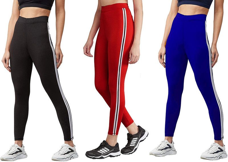 Homeshop Ankle Length Western Wear Legging  (Black, Light Blue, Red, Striped)