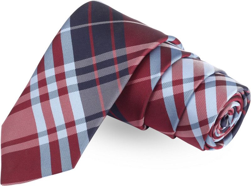 PELUCHE Foxy Checks Red Colored Microfiber Neck Checkered Men Tie