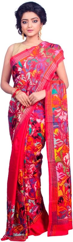 Printed Daily Wear Pure Silk Saree  (Red)