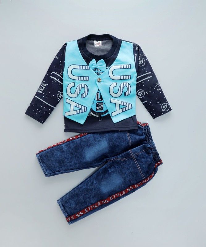 Boys Casual T-shirt Jeans  (Blue)