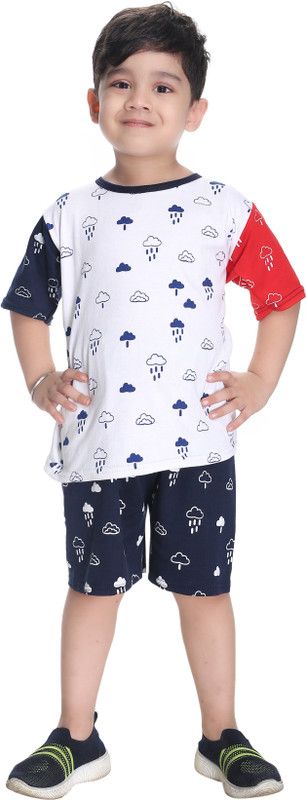 Baby Boys Casual T-shirt Pant  (White)