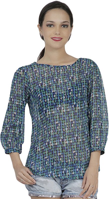 Casual Regular Sleeves Animal Print Women Green Top