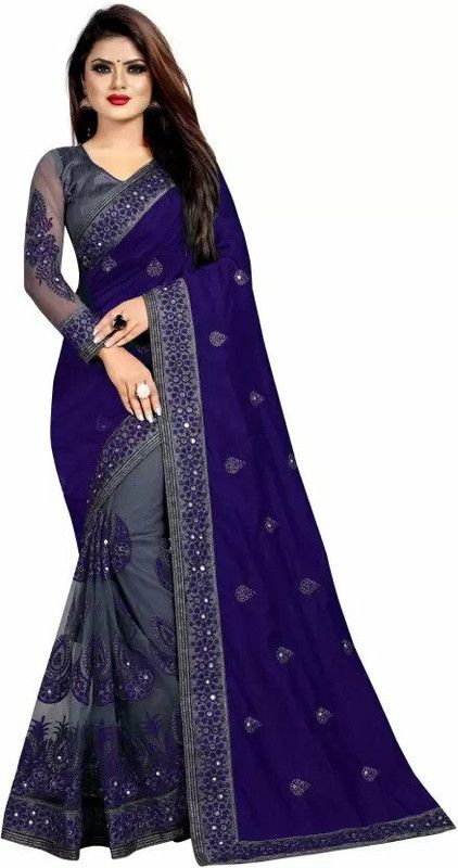 Embroidered, Embellished Bollywood Net Saree  (Multicolor)