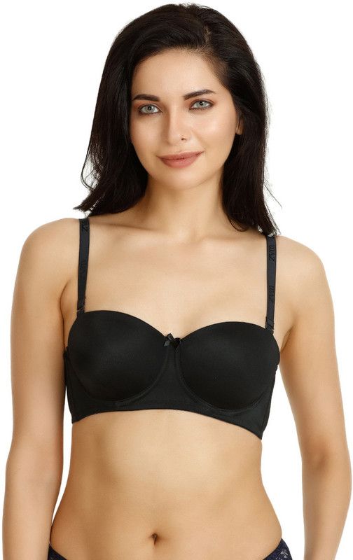 Women Balconette Heavily Padded Bra  (Black)