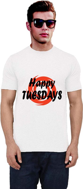 Tshirt on Weekdays Men Printed Round Neck Cotton Blend White T-Shirt