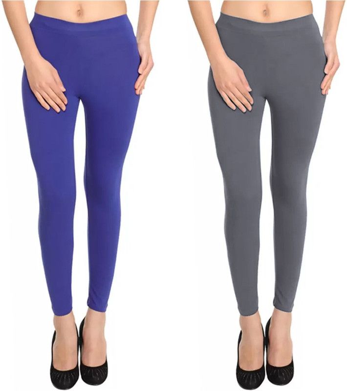 SP Weella Ankle Length Western Wear Legging  (Blue, Grey, Solid)