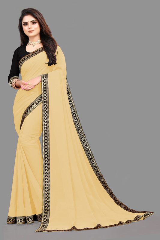 Self Design, Solid/Plain Daily Wear Georgette Saree  (Brown)