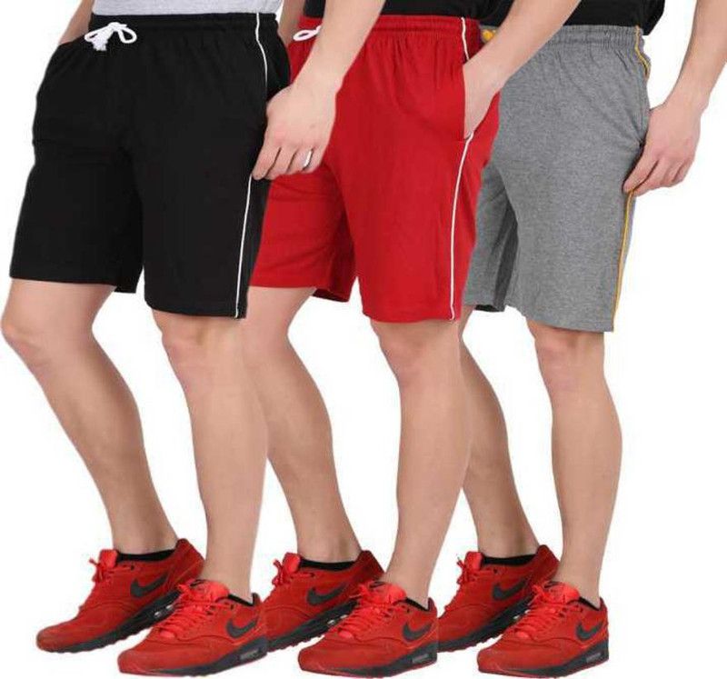 Pack of 3 Solid Men Multicolor Regular Shorts