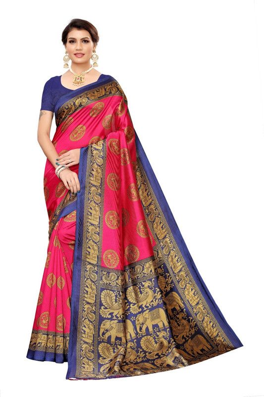 Woven Mysore Art Silk Saree  (Pink)