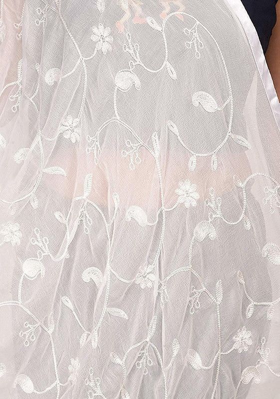 Chiffon Embroidered Red, White Women Dupatta