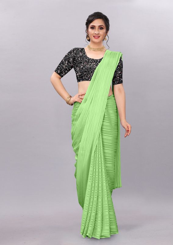 Striped Bollywood Jacquard, Cotton Silk Saree  (Green)