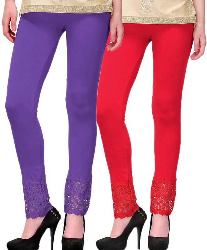 Ankle Length Western Wear Legging  (Purple, Red, Solid)