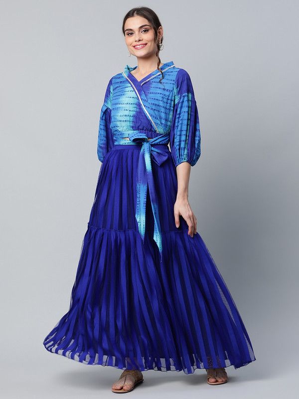 Women Crepe Top and Skirt Set