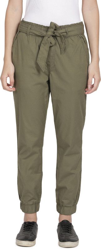 Women Green Cotton Blend Trousers