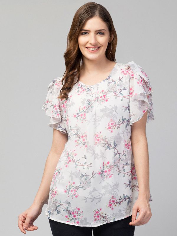 Casual Dolman Sleeve Floral Print Women Multicolor Top