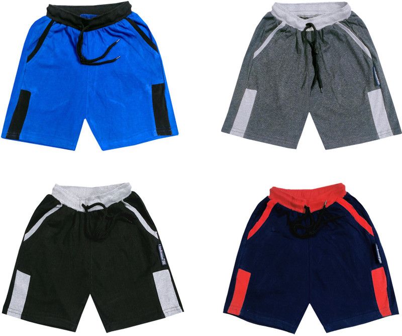 Short For Boys & Girls Casual Colorblock Pure Cotton  (Multicolor, Pack of 4)