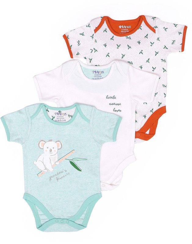 Romper For Baby Girls Casual Graphic Print Organic Cotton Blend  (Multicolor, Pack of 3)