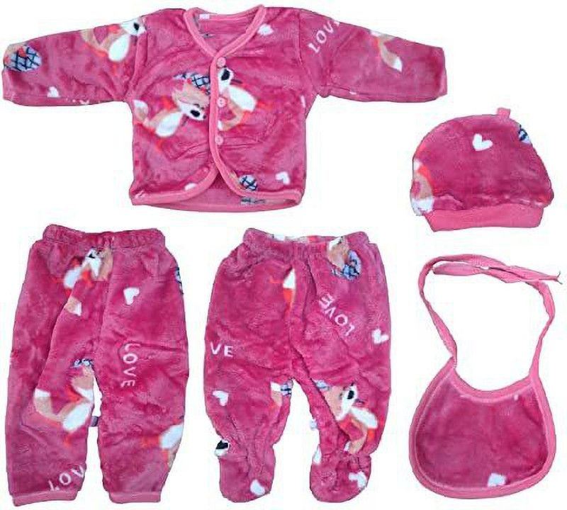 Baby Boys & Baby Girls Casual Pyjama Bodysuit  (Pink)