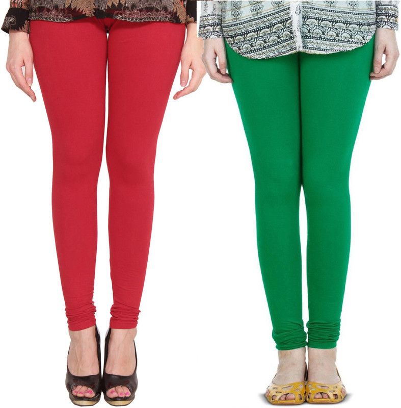 kv enterprises Ethnic Wear Legging  (Red, Green, Solid)