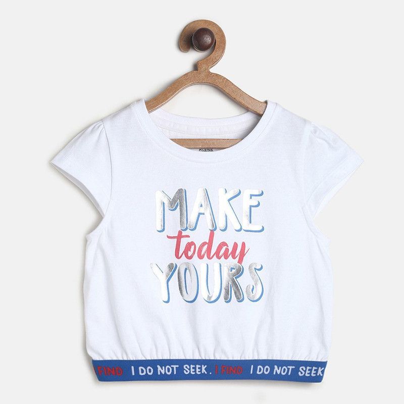 Baby Girls Pure Cotton Crop Top  (White, Pack of 1)