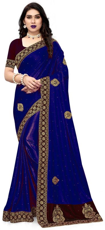 Kota Doria Silk Blend Saree  (Blue)