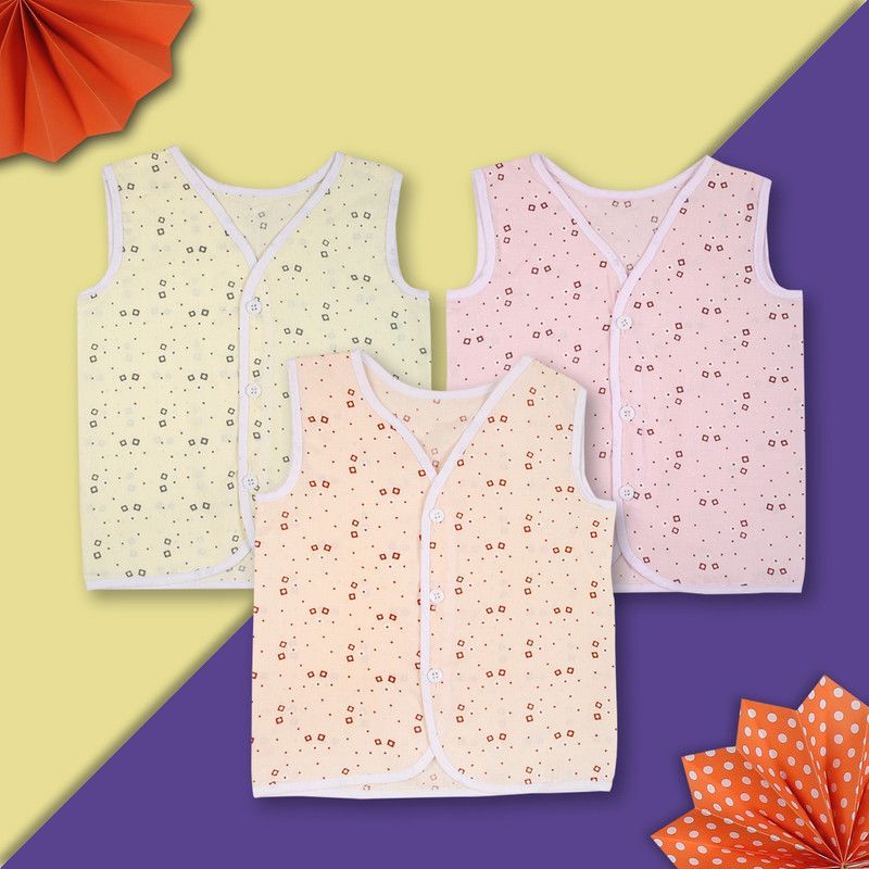 Vest For Baby Boys & Baby Girls Cotton  (Multicolor, Pack of 3)