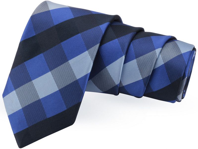 PELUCHE Sleek Blue, Black & Grey Colored Microfiber Neck Checkered Men Tie