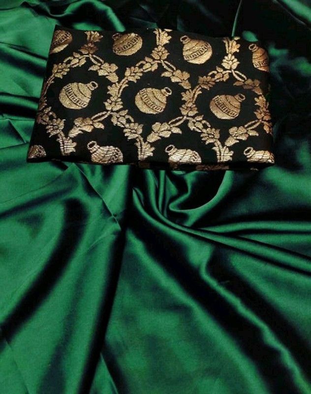 Fashion Satin Saree  (Green)