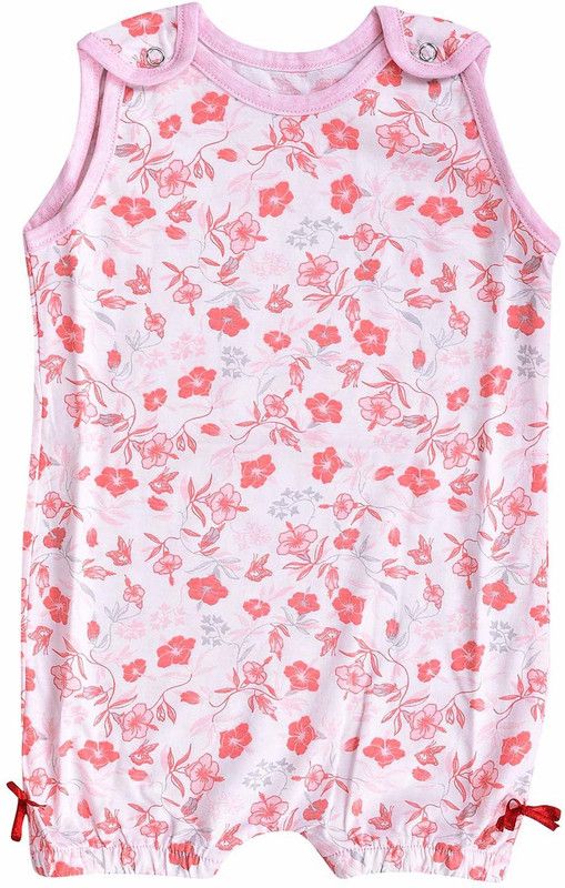 Romper For Baby Boys & Baby Girls Casual Printed Organic Cotton Blend  (Pink, Pack of 1)