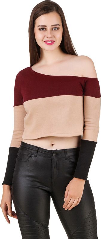 Casual Regular Sleeves Solid Women Maroon, Black, Beige Top