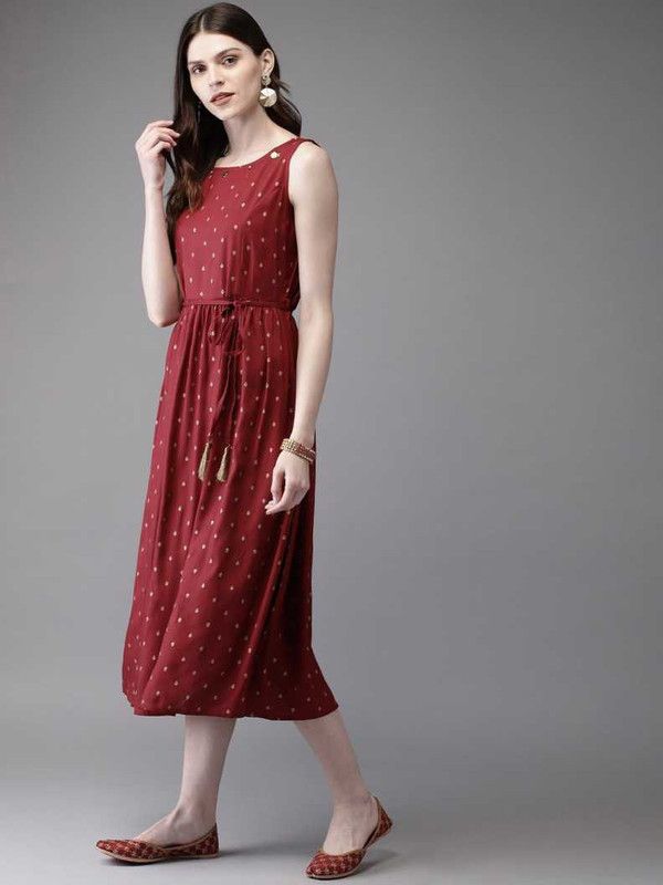 Women Solid Cotton Rayon Anarkali Kurta  (Brown)