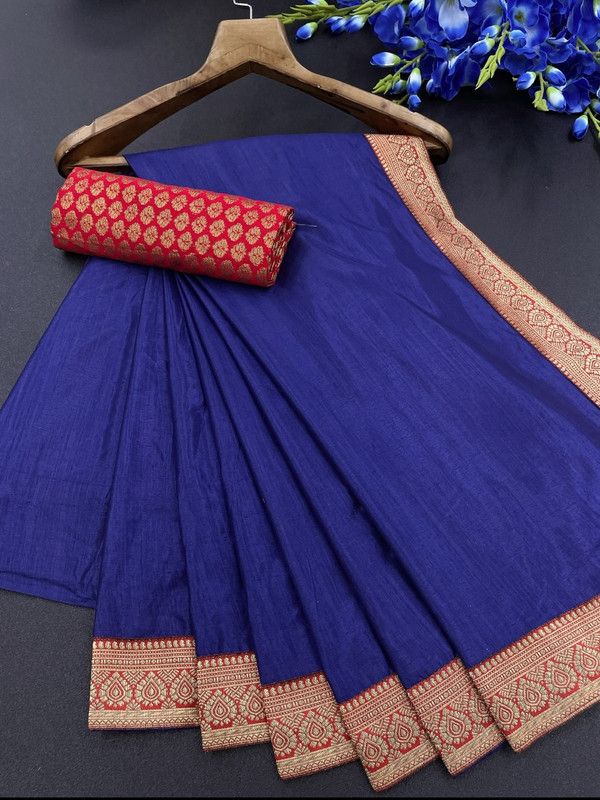 Self Design Bhagalpuri Silk Blend Saree  (Blue)