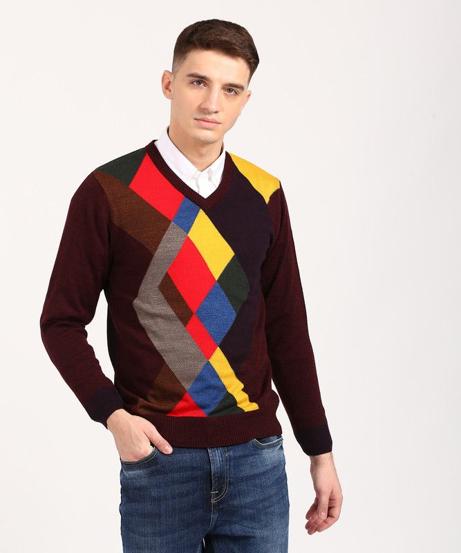MONTE CARLO V-neck Printed Men Pullover